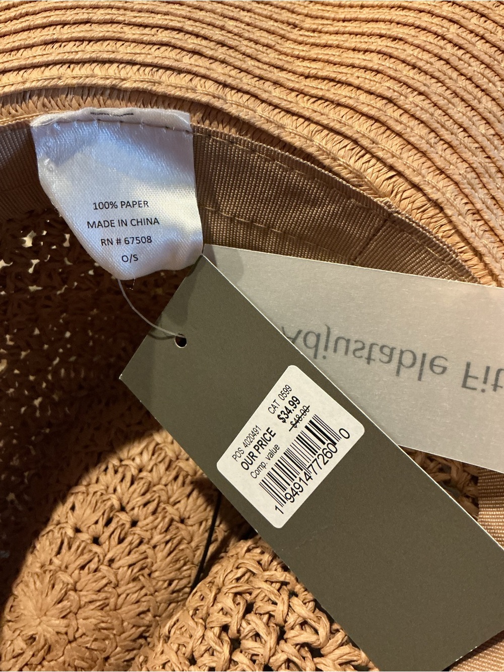 Crown Vintage Straw Wide-Brim Sun Hat in Natural Tan Size Small New w Tags - Picture 6 of 15